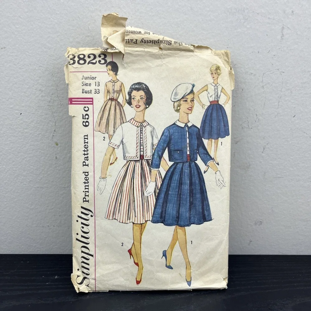 Simplicity Pattern Dress & Jacket w/Detachable Sleeve Trim & Cumberbund Size 13